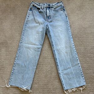 J. Crew High Rise Slim Wide Leg Light Blue Women's Jeans. Size 25. Inseam 27.